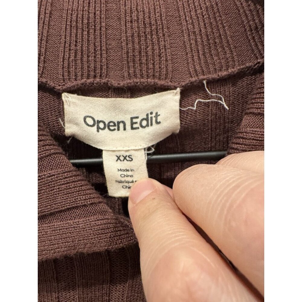 Open Edit Ribbed Button-Up Cardigan Chocolate Brown Size XXS - Picture 6 of 10